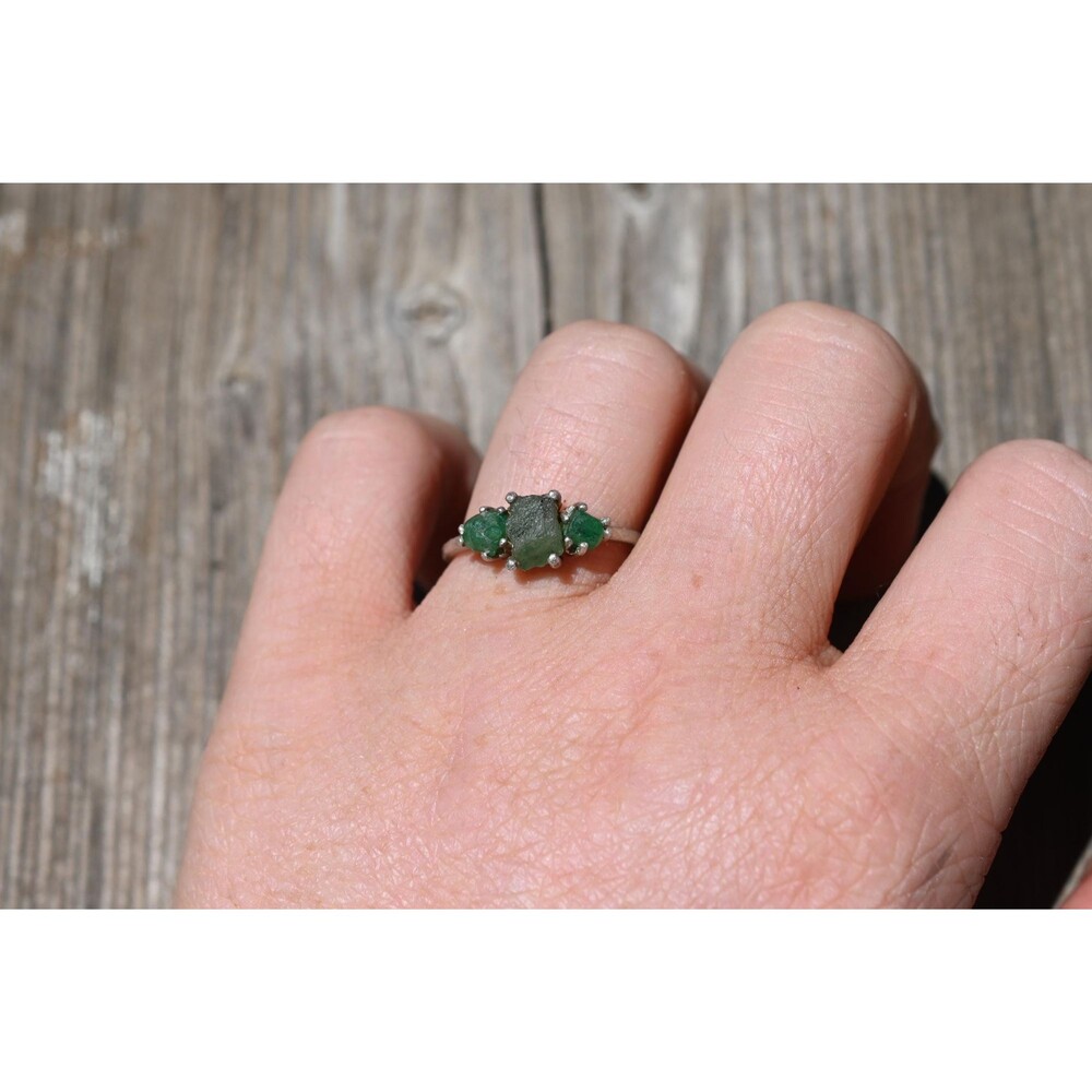 Engagement ring Emerald s, Natural Real and Raw, size 3 4 5 6 7 8 9 10 11 12